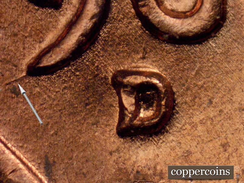 1961 Lincoln cent obverse, CopperCoins die 1961D•1MM•062.