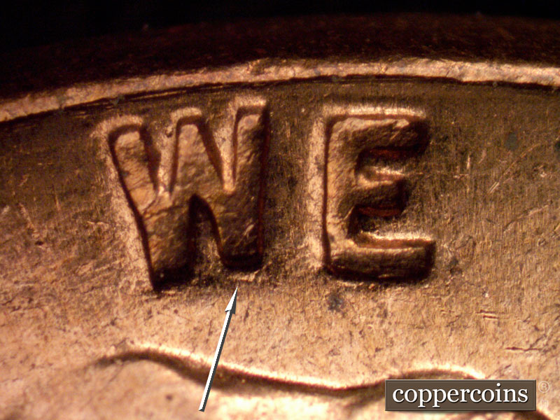 Die-stage B marker on 1961D•1MM•062 (1961 Repunched Mint Mark).