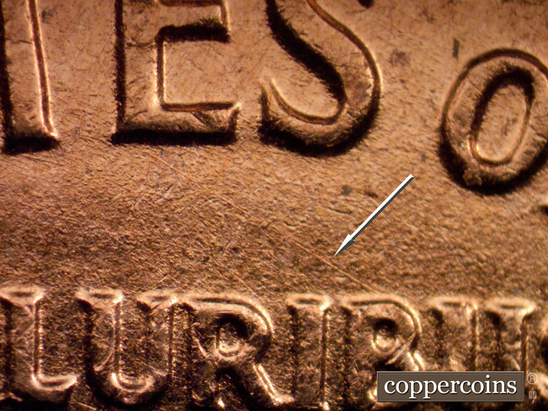 Die-stage B marker on 1961D•1MM•062 (1961 Repunched Mint Mark).