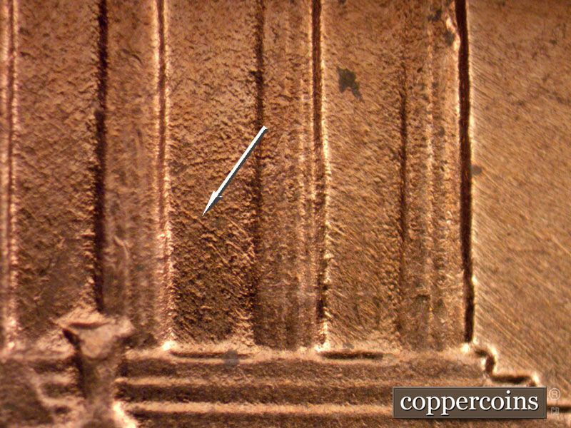 Die-stage B marker on 1961D•1MM•062 (1961 Repunched Mint Mark).