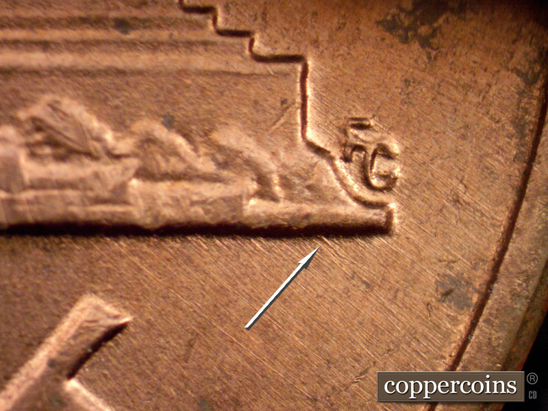 Die-stage B marker on 1961D•1MM•062 (1961 Repunched Mint Mark).