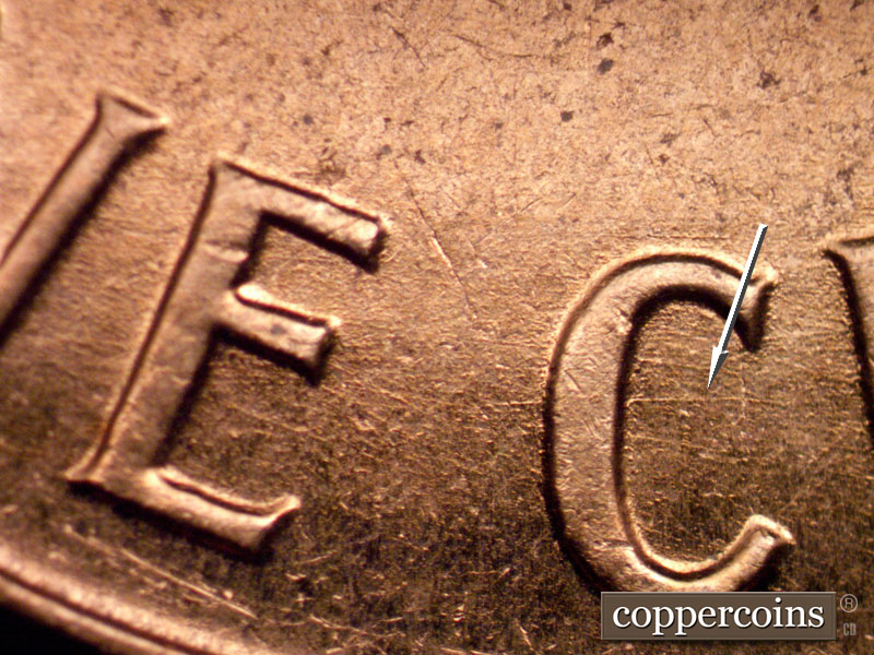 Die-stage B marker on 1961D•1MM•062 (1961 Repunched Mint Mark).
