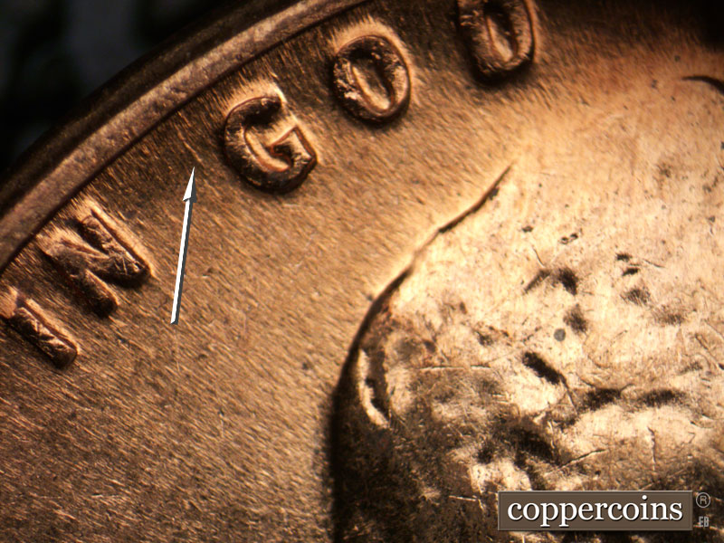 Die-stage B marker on 1961D•1MM•064 (1961 Repunched Mint Mark).