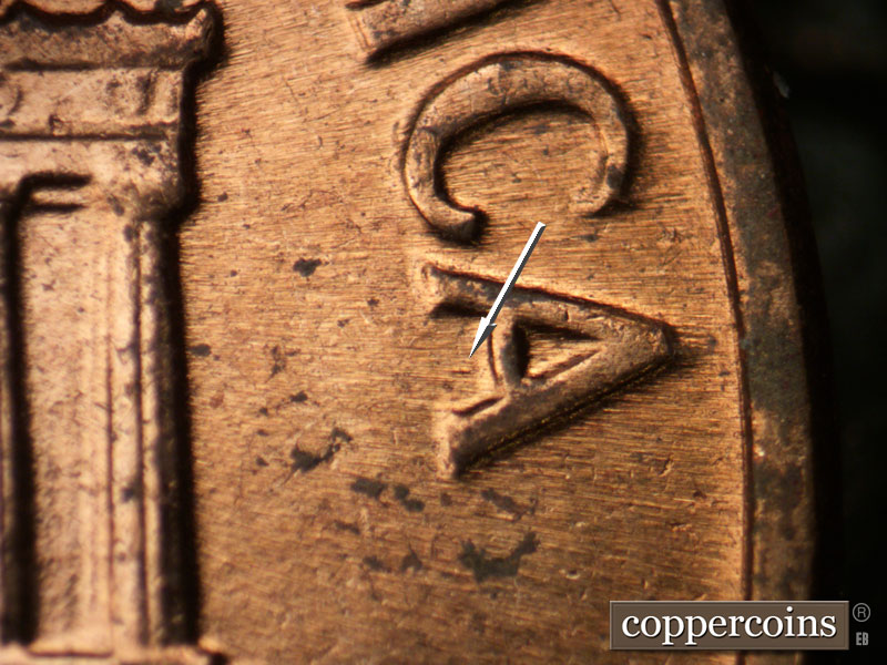 Die-stage B marker on 1961D•1MM•064 (1961 Repunched Mint Mark).
