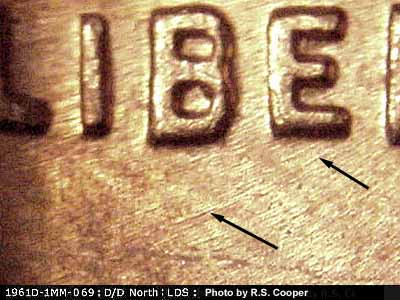 Die-stage C marker on 1961D•1MM•069 (1961 Repunched Mint Mark).