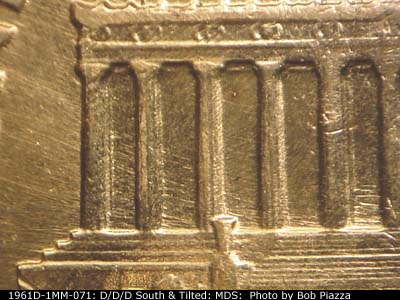 Die-stage B marker on 1961D•1MM•071 (1961 Repunched Mint Mark).