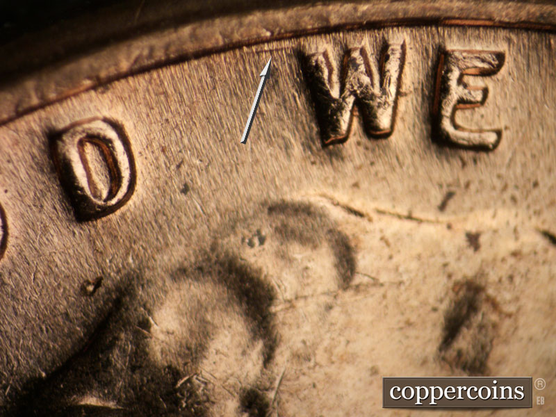Die-stage B marker on 1961D•1MM•075 (1961 Repunched Mint Mark).