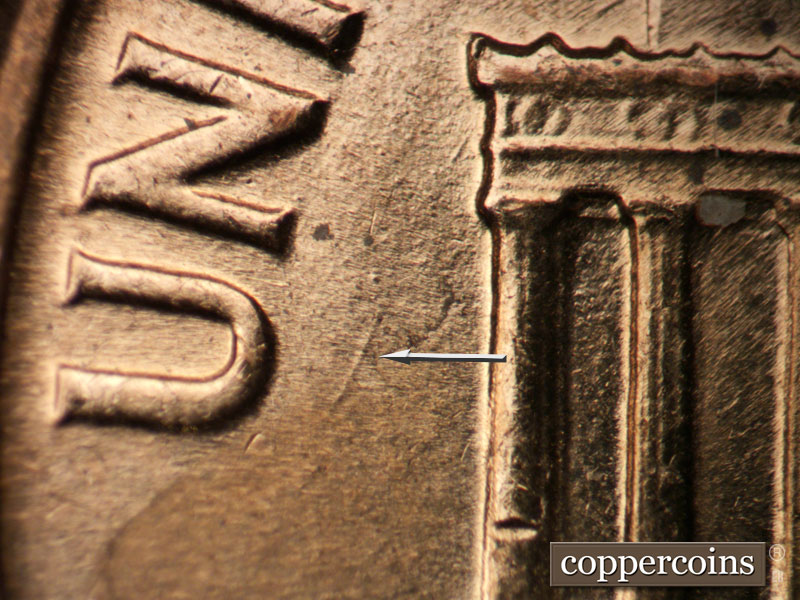 Die-stage B marker on 1961D•1MM•075 (1961 Repunched Mint Mark).