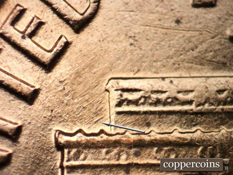 Die-stage B marker on 1961D•1MM•075 (1961 Repunched Mint Mark).