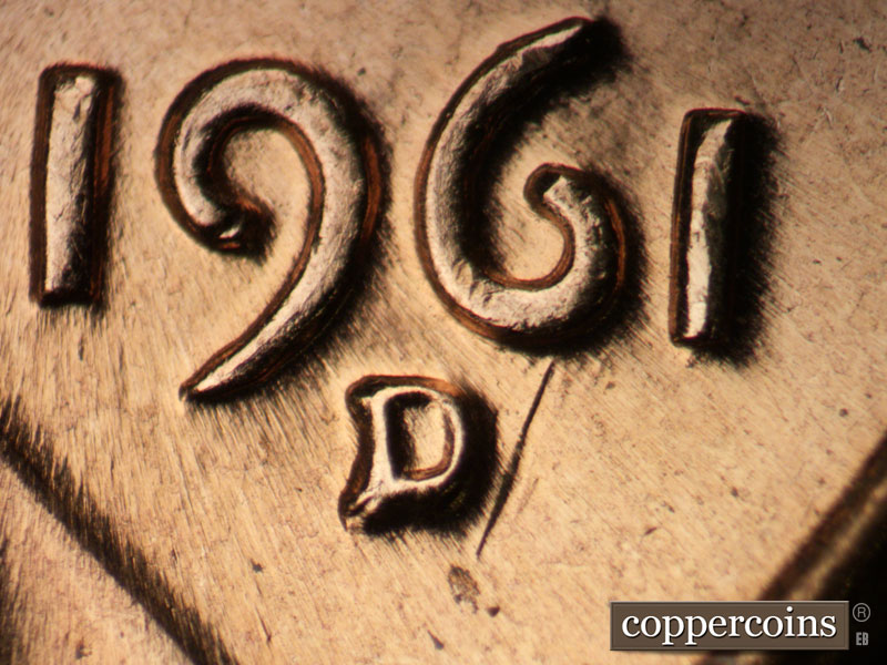 Die-stage C marker on 1961D•1MM•076 (1961 Repunched Mint Mark).