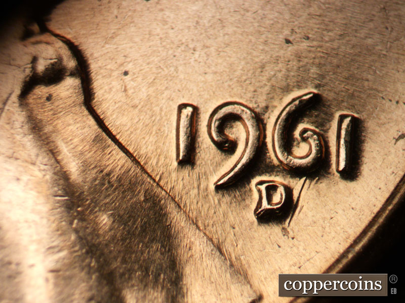 Die-stage C marker on 1961D•1MM•076 (1961 Repunched Mint Mark).