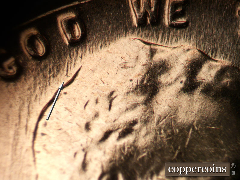 Die-stage C marker on 1961D•1MM•077 (1961 Repunched Mint Mark).