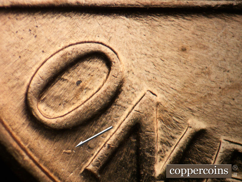 Die-stage C marker on 1961D•1MM•077 (1961 Repunched Mint Mark).