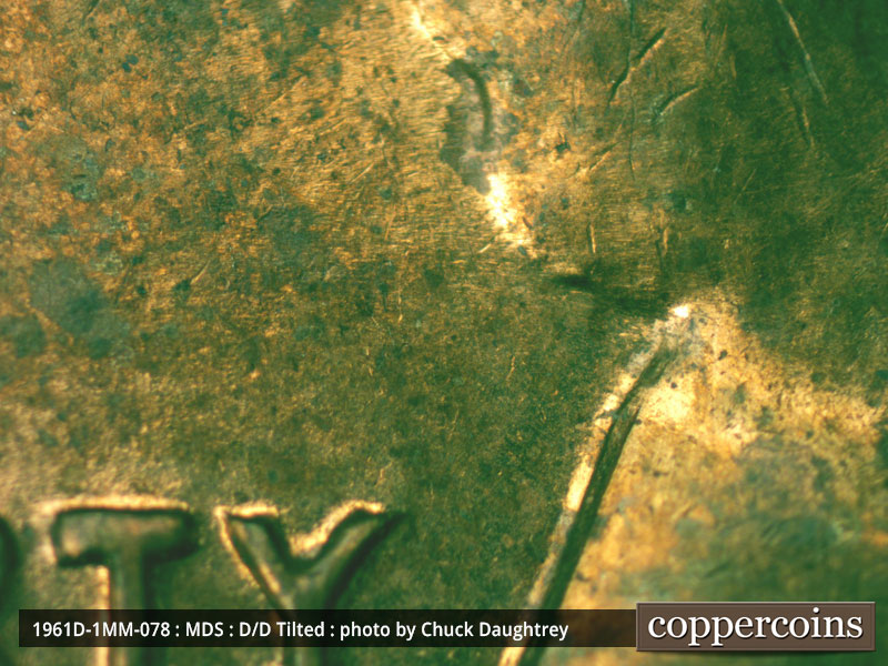 Die-stage B marker on 1961D•1MM•078 (1961 Repunched Mint Mark).