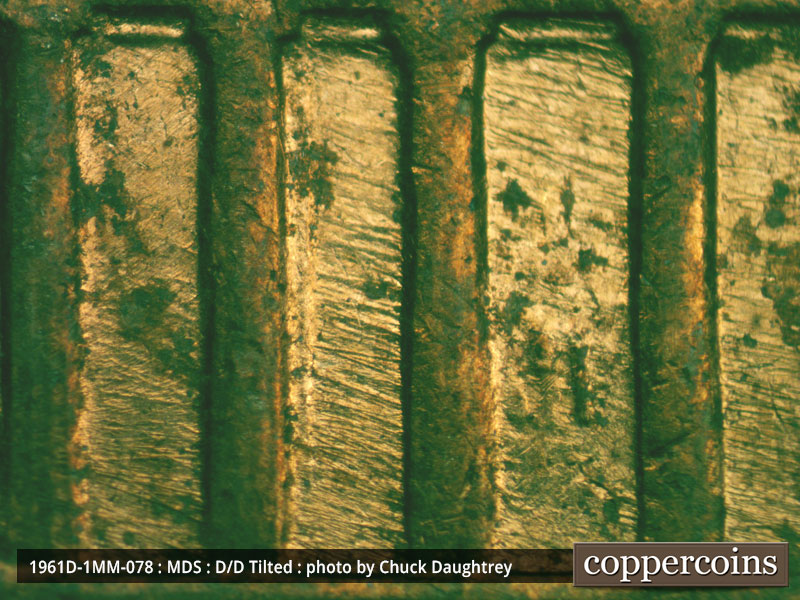 Die-stage B marker on 1961D•1MM•078 (1961 Repunched Mint Mark).