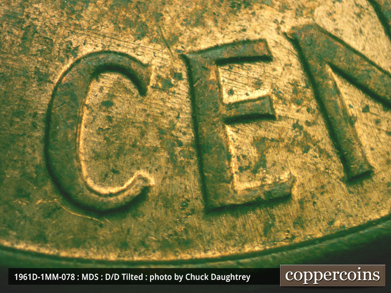 Die-stage B marker on 1961D•1MM•078 (1961 Repunched Mint Mark).