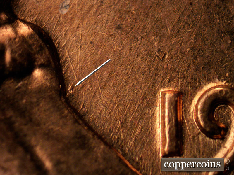Die-stage A marker on 1961D•1MM•079 (1961 Repunched Mint Mark).