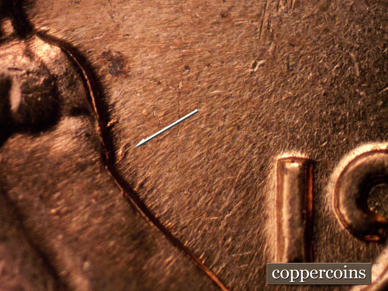 Die-stage B marker on 1961D•1MM•079 (1961 Repunched Mint Mark).