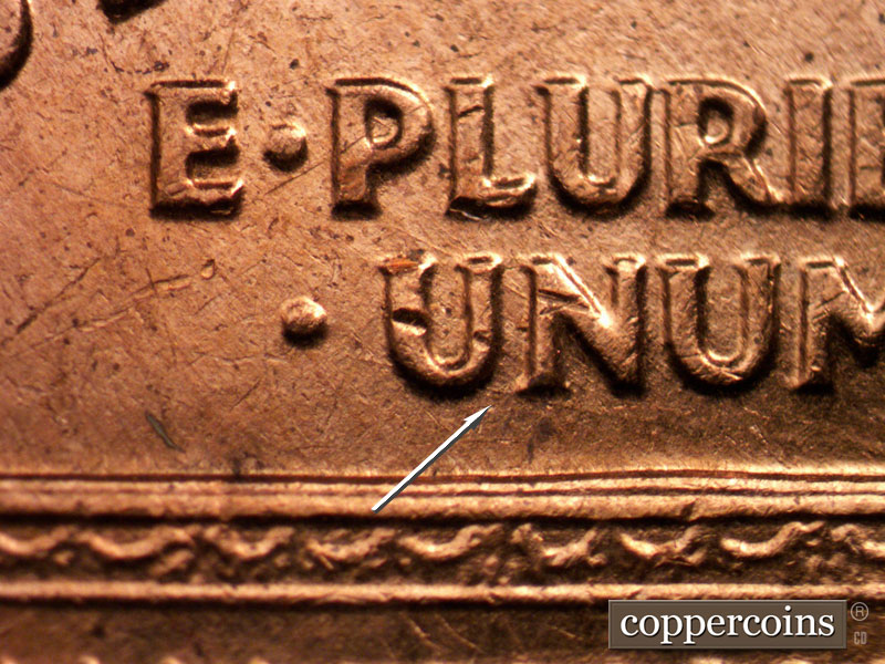 Die-stage B marker on 1961D•1MM•079 (1961 Repunched Mint Mark).