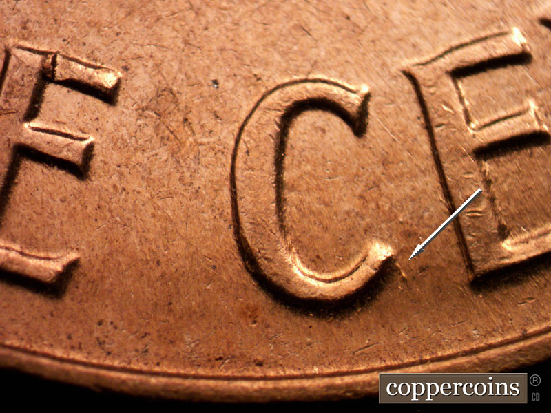 Die-stage B marker on 1961D•1MM•079 (1961 Repunched Mint Mark).