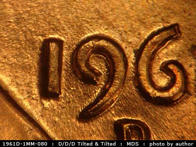 Die-stage B marker on 1961D•1MM•080 (1961 Repunched Mint Mark).