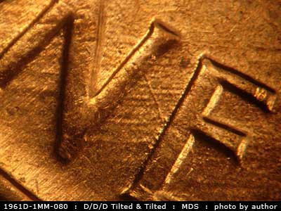 Die-stage B marker on 1961D•1MM•080 (1961 Repunched Mint Mark).