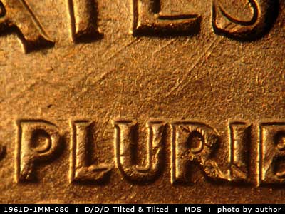 Die-stage B marker on 1961D•1MM•080 (1961 Repunched Mint Mark).