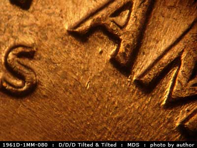 Die-stage B marker on 1961D•1MM•080 (1961 Repunched Mint Mark).