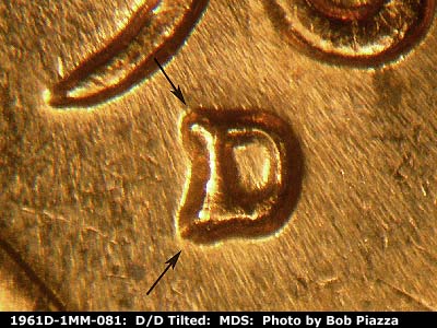 1961 Lincoln cent obverse, CopperCoins die 1961D•1MM•081.