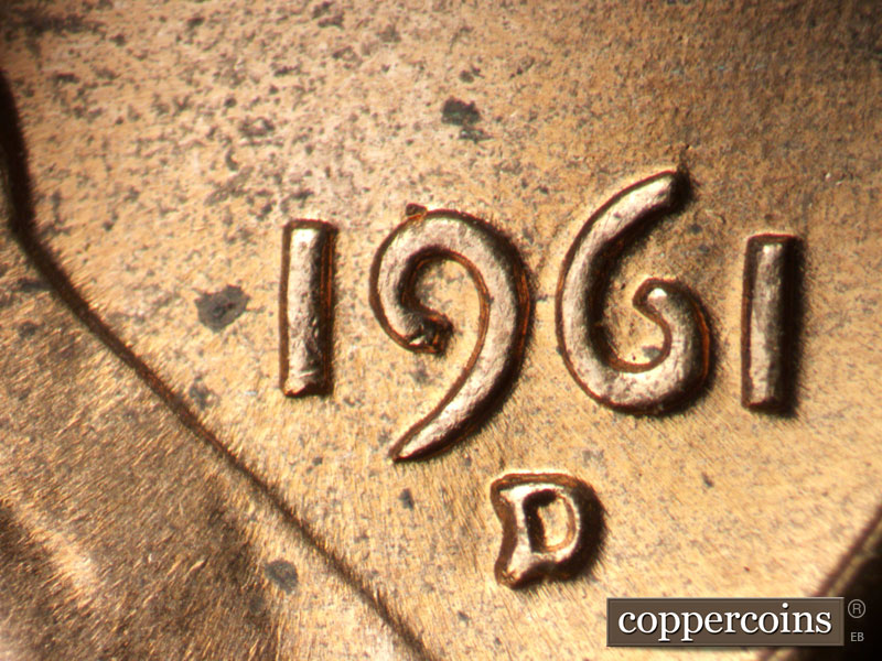 Die-stage B marker on 1961D•1MM•083 (1961 Repunched Mint Mark).