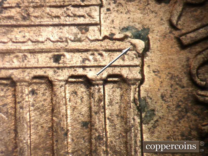 Die-stage B marker on 1961D•1MM•083 (1961 Repunched Mint Mark).