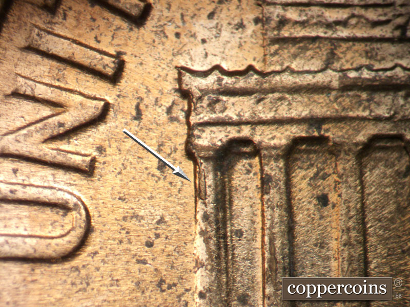 Die-stage B marker on 1961D•1MM•083 (1961 Repunched Mint Mark).
