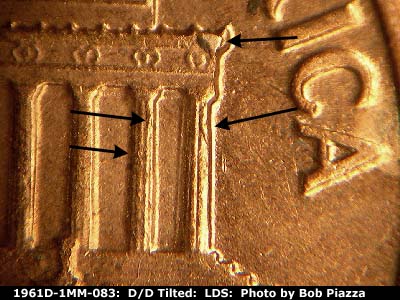 Die-stage C marker on 1961D•1MM•083 (1961 Repunched Mint Mark).