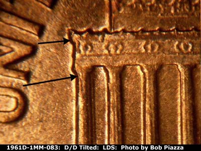 Die-stage C marker on 1961D•1MM•083 (1961 Repunched Mint Mark).