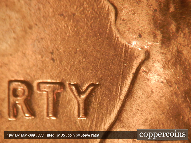 Die-stage B marker on 1961D•1MM•089 (1961 Repunched Mint Mark).