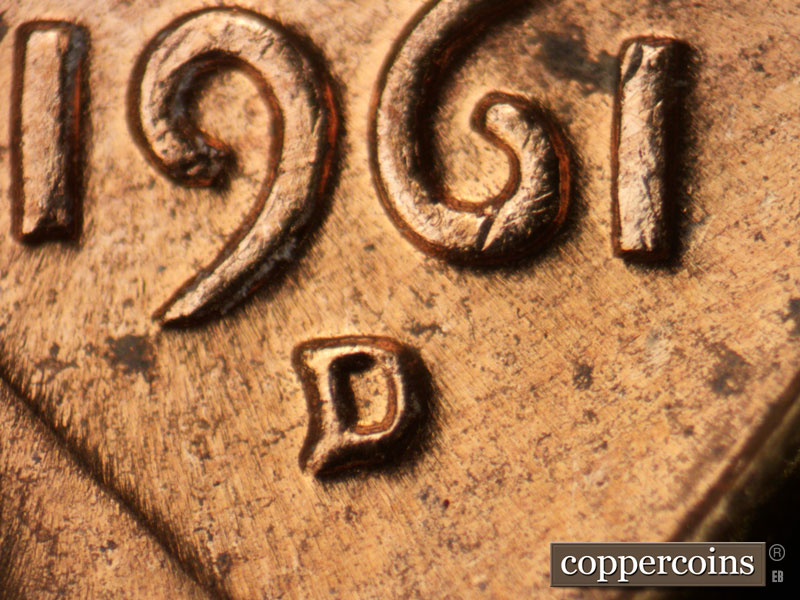 Die-stage C marker on 1961D•1MM•089 (1961 Repunched Mint Mark).