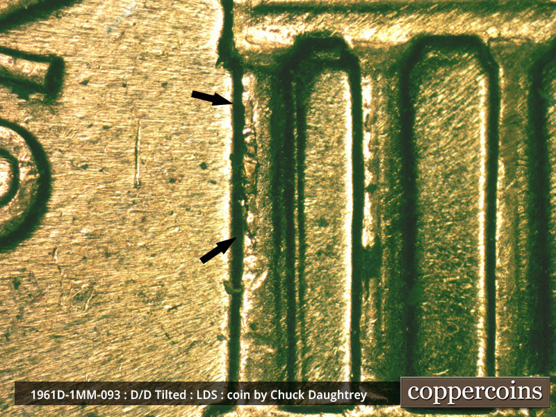 Die-stage C marker on 1961D•1MM•093 (1961 Repunched Mint Mark).