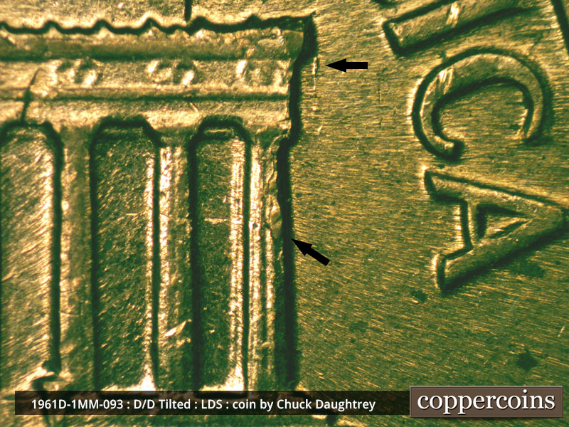 Die-stage C marker on 1961D•1MM•093 (1961 Repunched Mint Mark).