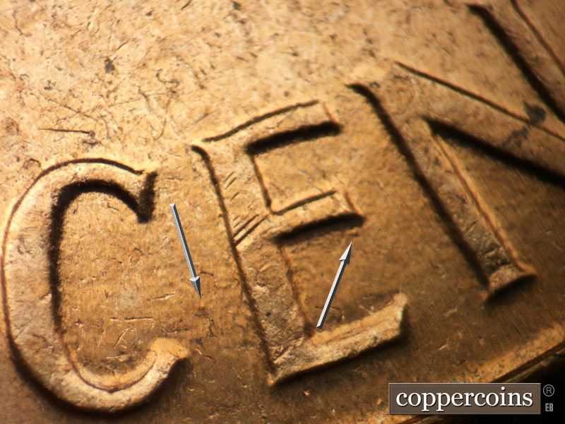 Die-stage B marker on 1961D•1MM•101 (1961 Repunched Mint Mark).