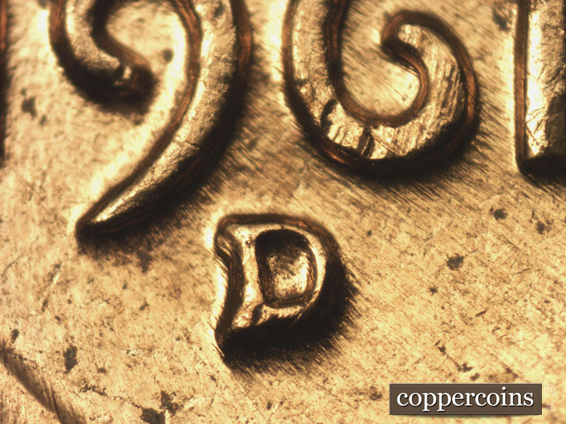 Die-stage C marker on 1961D•1MM•101 (1961 Repunched Mint Mark).