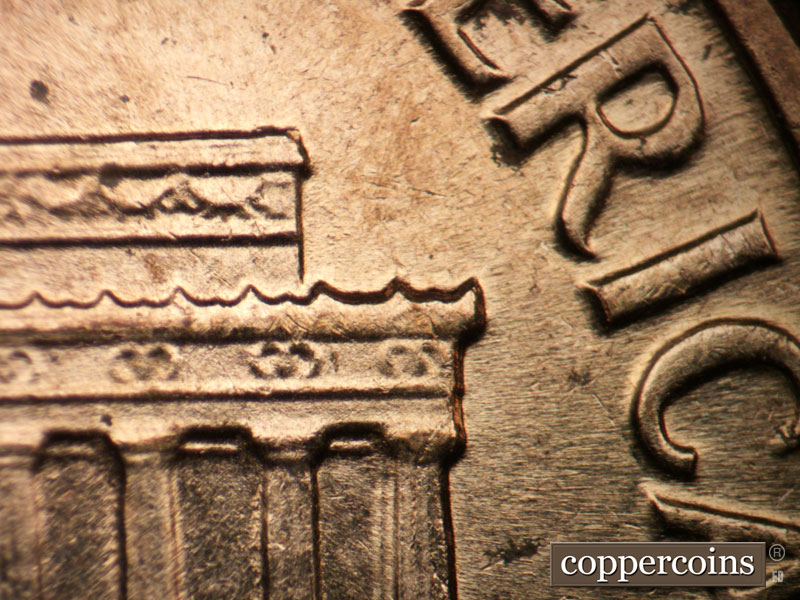 Die-stage B marker on 1961D•1MM•102 (1961 Repunched Mint Mark).