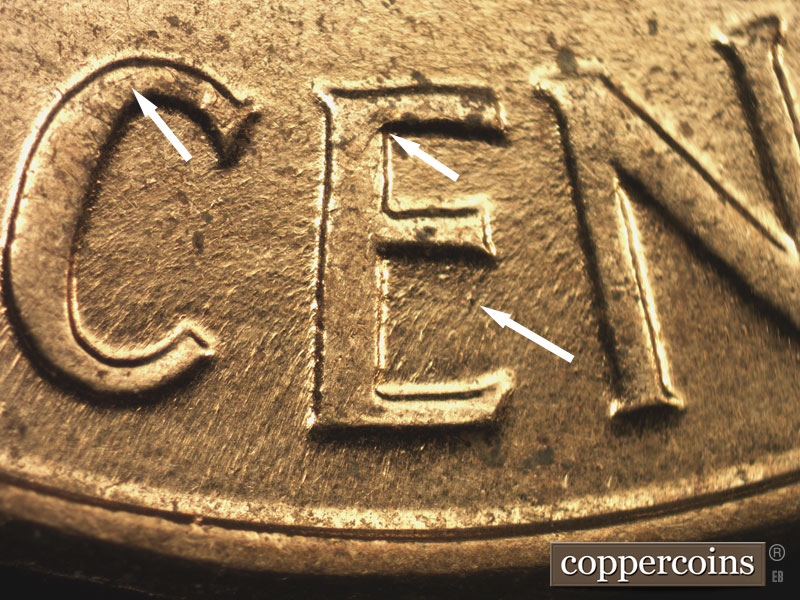 Die-stage C marker on 1961D•1MM•104 (1961 Repunched Mint Mark).