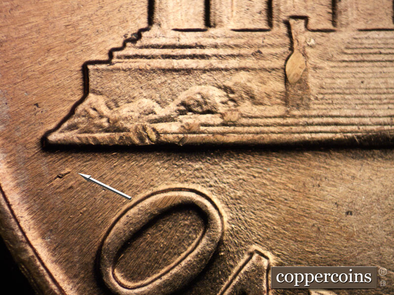 Die-stage B marker on 1961D•1MM•108 (1961 Repunched Mint Mark).