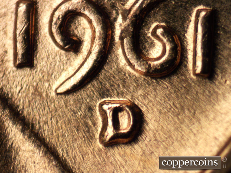 Die-stage C marker on 1961D•1MM•110 (1961 Repunched Mint Mark).