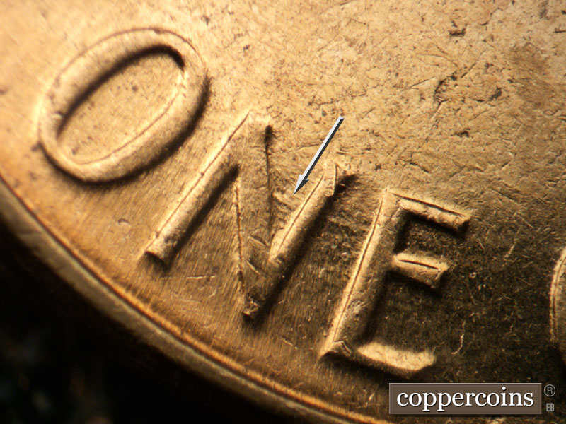 Die-stage C marker on 1961D•1MM•115 (1961 Repunched Mint Mark).