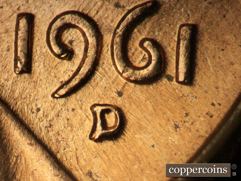 Die-stage C marker on 1961D•1MM•117 (1961 Repunched Mint Mark).