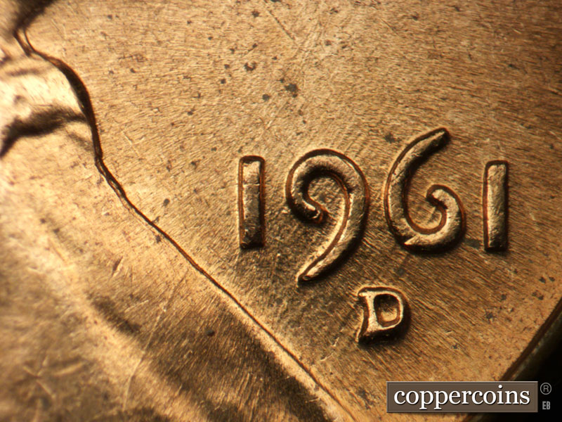 Die-stage C marker on 1961D•1MM•117 (1961 Repunched Mint Mark).