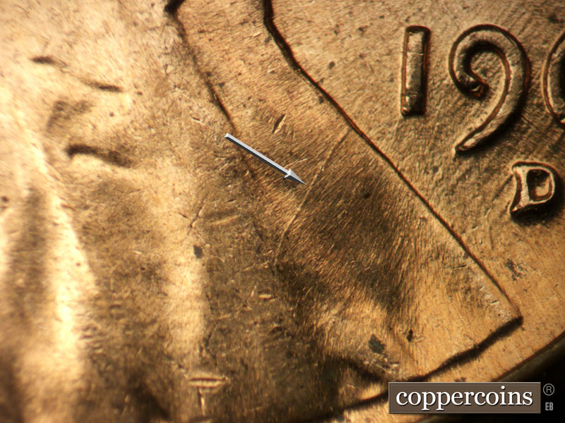 Die-stage C marker on 1961D•1MM•117 (1961 Repunched Mint Mark).