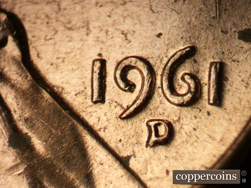 Die-stage C marker on 1961D•1MM•118 (1961 Repunched Mint Mark).