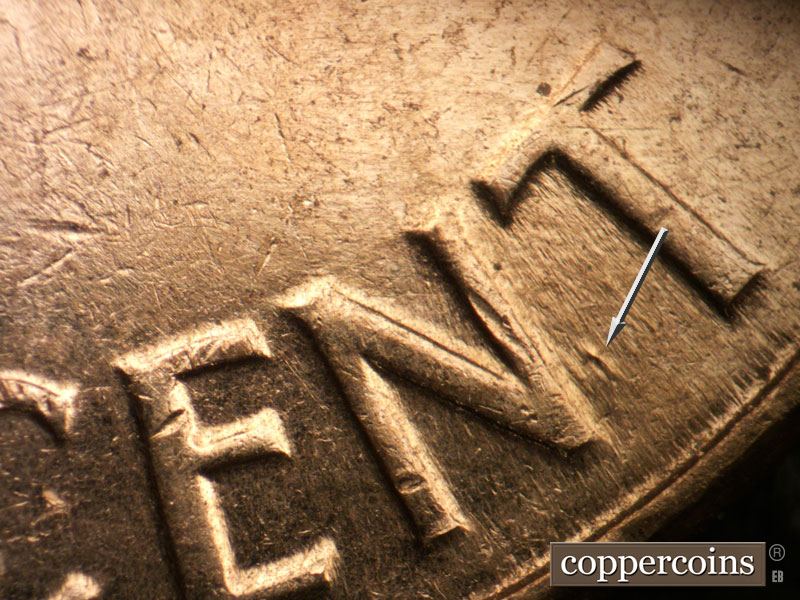 Die-stage C marker on 1961D•1MM•118 (1961 Repunched Mint Mark).